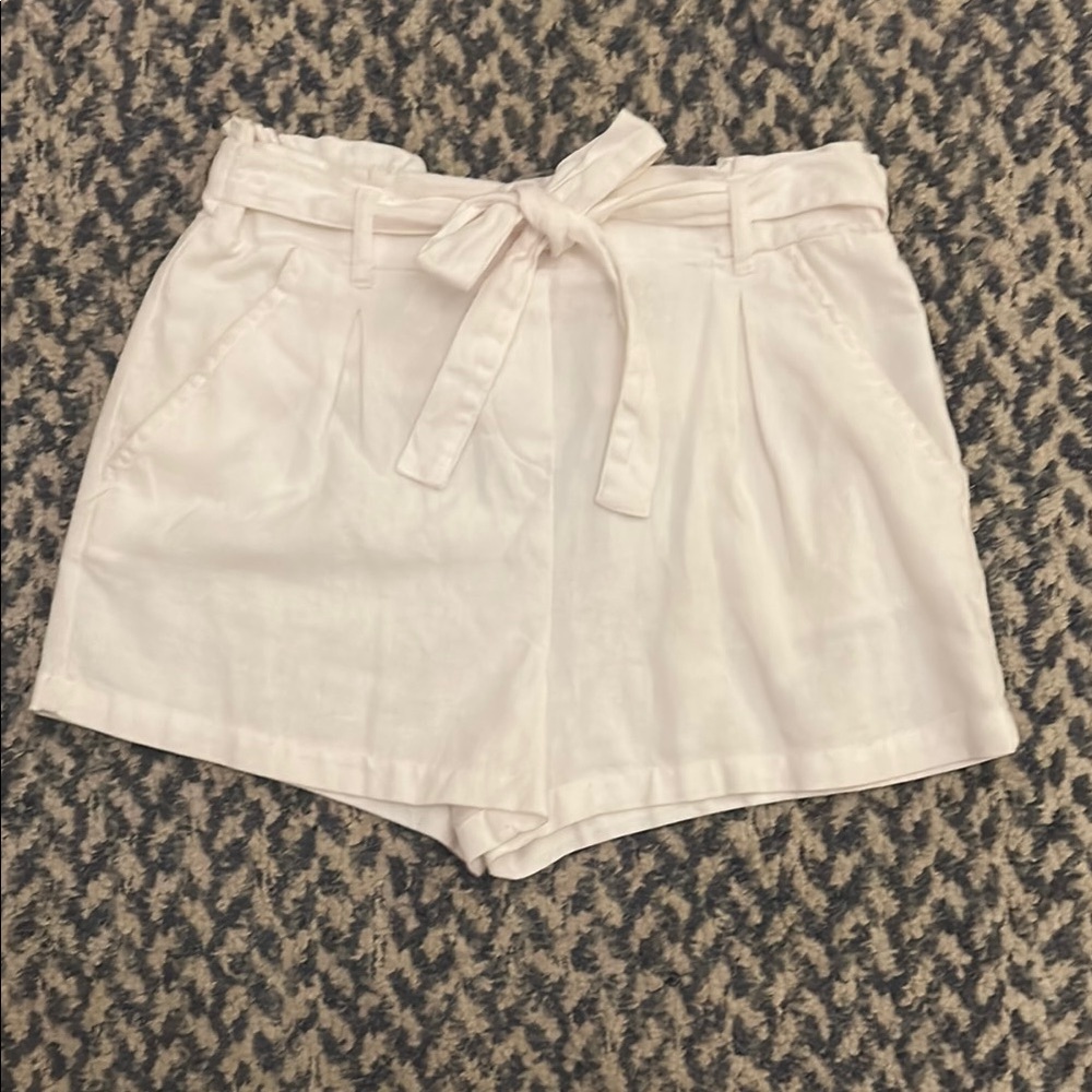 Women's White Tie-Waist Shorts